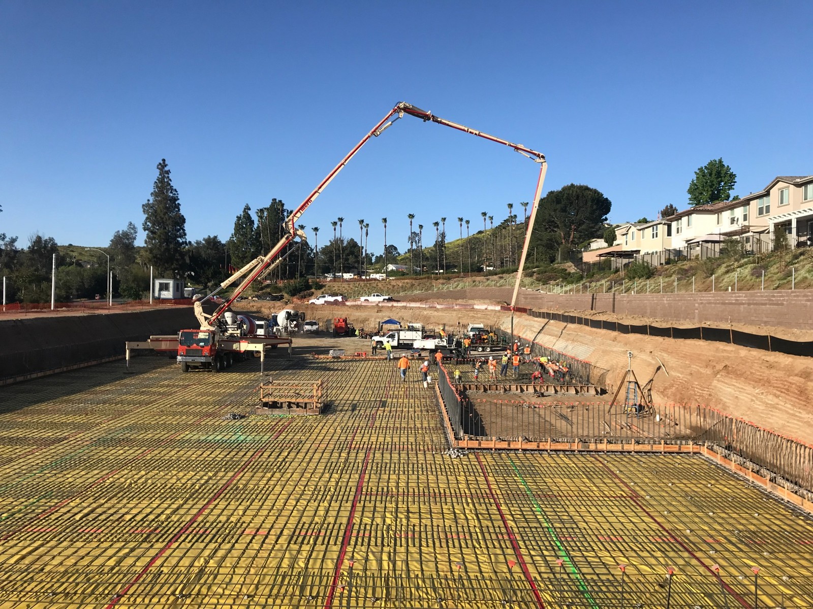Foundation reinforcing steel and concrete placement during U-store Lakeside / StorQuest construction